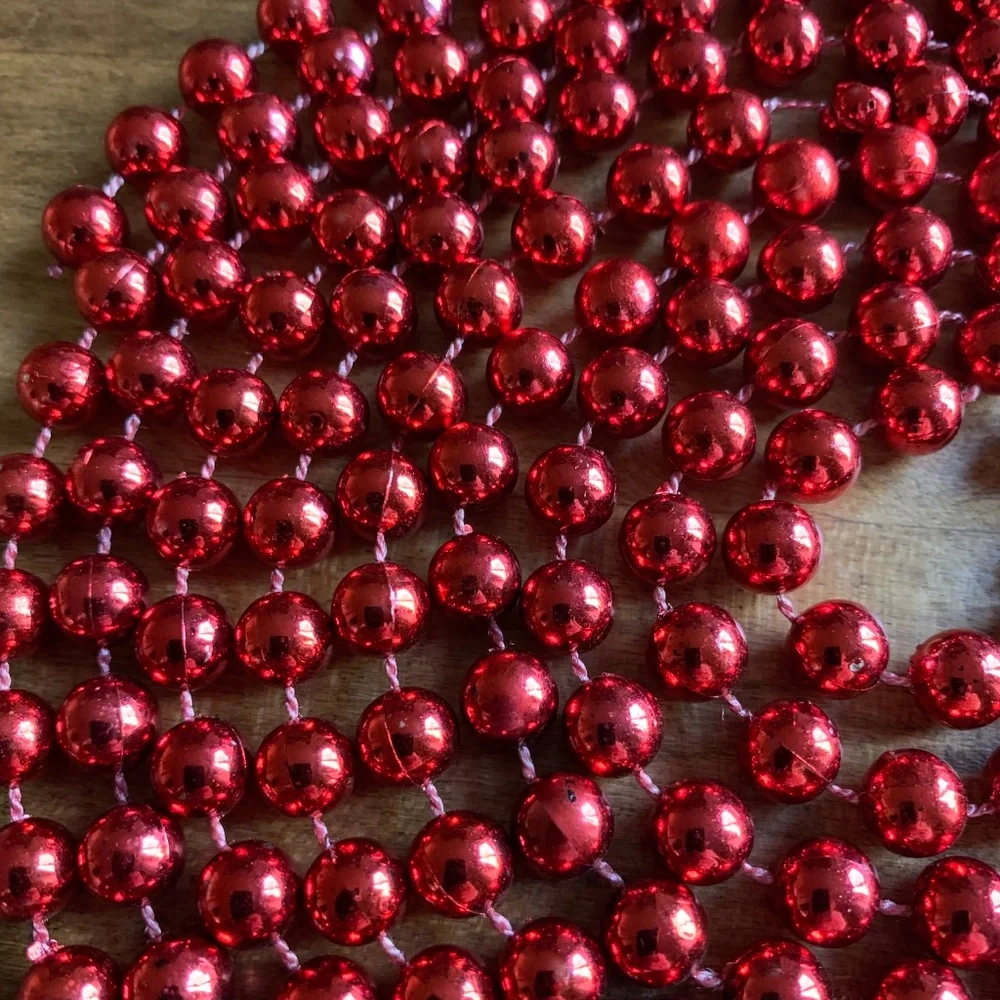 Vintage Red Glass Bead Christmas Garland Tree Holiday Décor 106